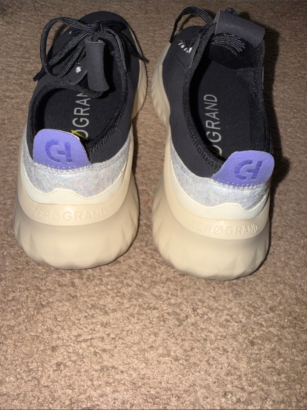Cole Haan Black Sneakers with Cream Sole and Lilac Heel Tab - Picture 3 of 8